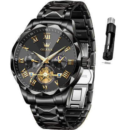 HOTOLEVS Watches for Men Luxury Diamond Casual Large Dial Watches Stainless Steel Waterproof Business Dress Analog Luminous Date Mens Watches