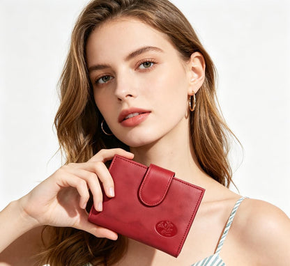HOTJulia Buxton Heiress Women Genuine Leather RFID Wallet Red