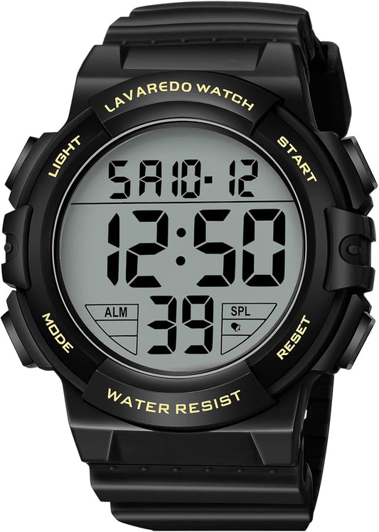 HOTMens Digital Watch, Sport Military Watches for Men Waterproof LED Screen Large Face Tactical Watch with Backlight Alarm Stopwatch Wrist Watch