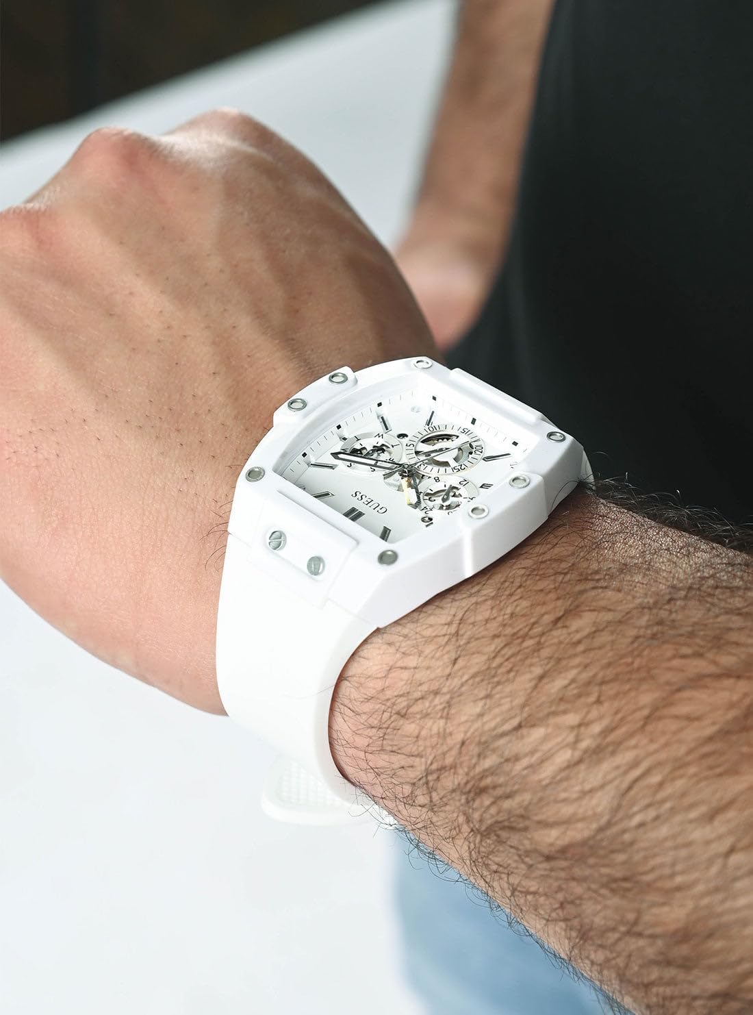 HOTGuess Men's GW0G Series| Analog Trend Watch| Polycarbonate Case| Silicone Bracelet | 50M Water Resistance