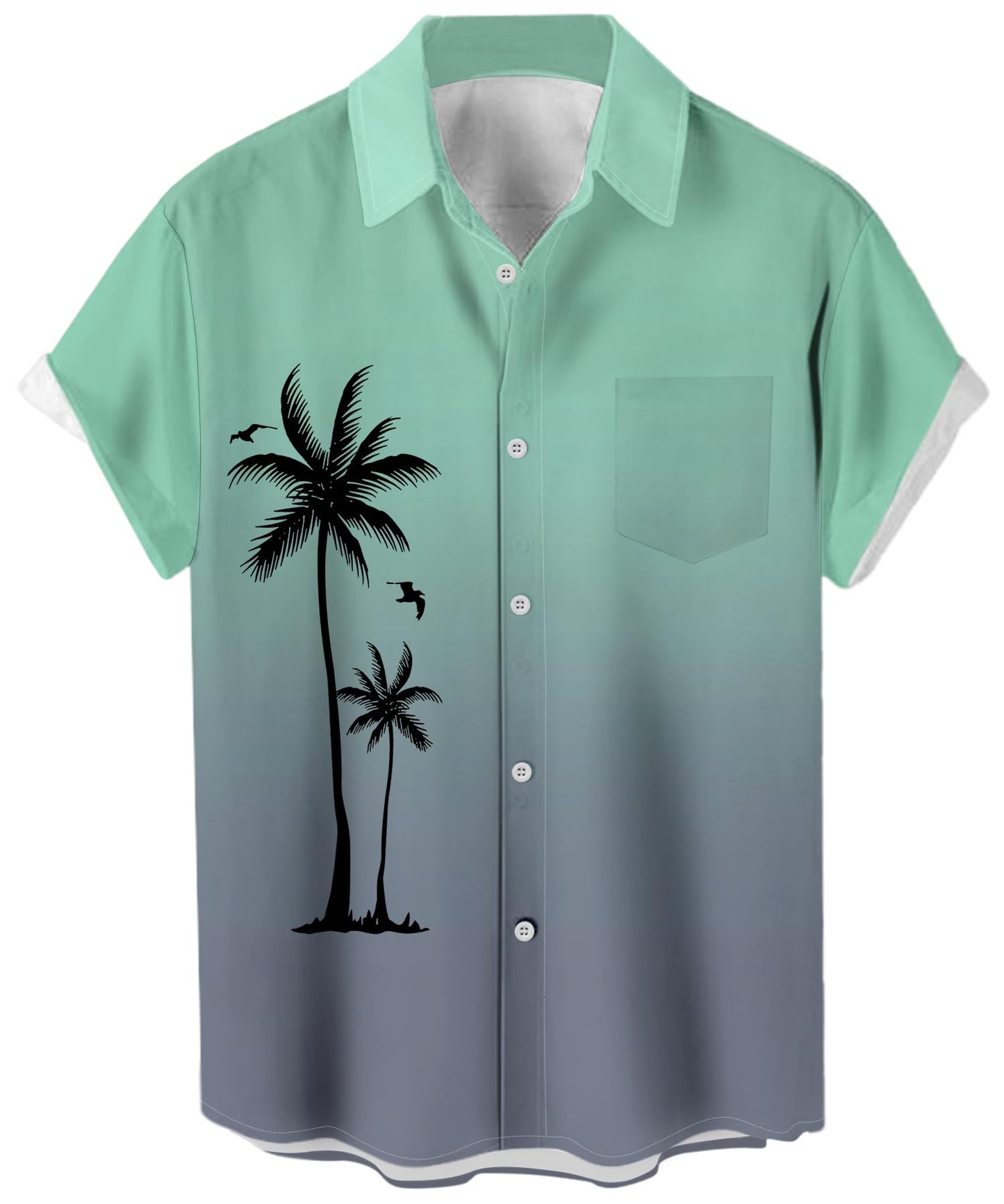 HOTMen's Short Sleeve Button Up Hawaiian Shirt 1950s Vintage Bowling Shirts