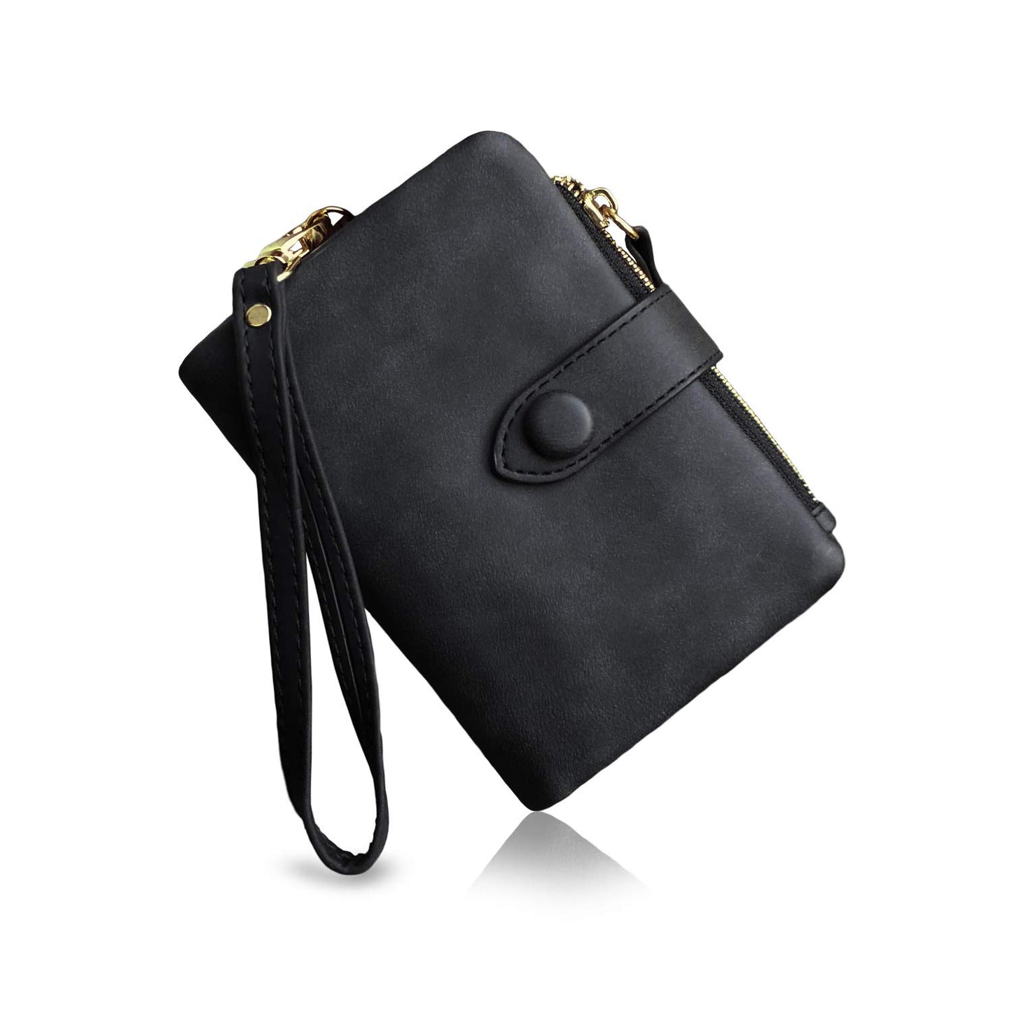 HOTPofeeXIO Womens Small Bifold Leather Wallets RFID Ladies Wristlet with Card Slots id Window Zipper Coin Purse | Small