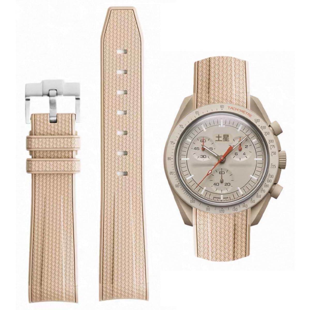 HOTBands for Moonswatch Watch Rubber for Omega x Swatch MoonSwatch 20mm Rolex Seiko Watch Silicone Men with Stainless Steel Replacement Bracelet Original Bracelet Omega x Swatch MoonSwatch Speedmaster