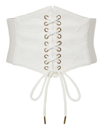 HOTScarlet Darkness Renaissance Corset Belt Lace-up Tied Waspie Wide Elastic Waist Belts for Women