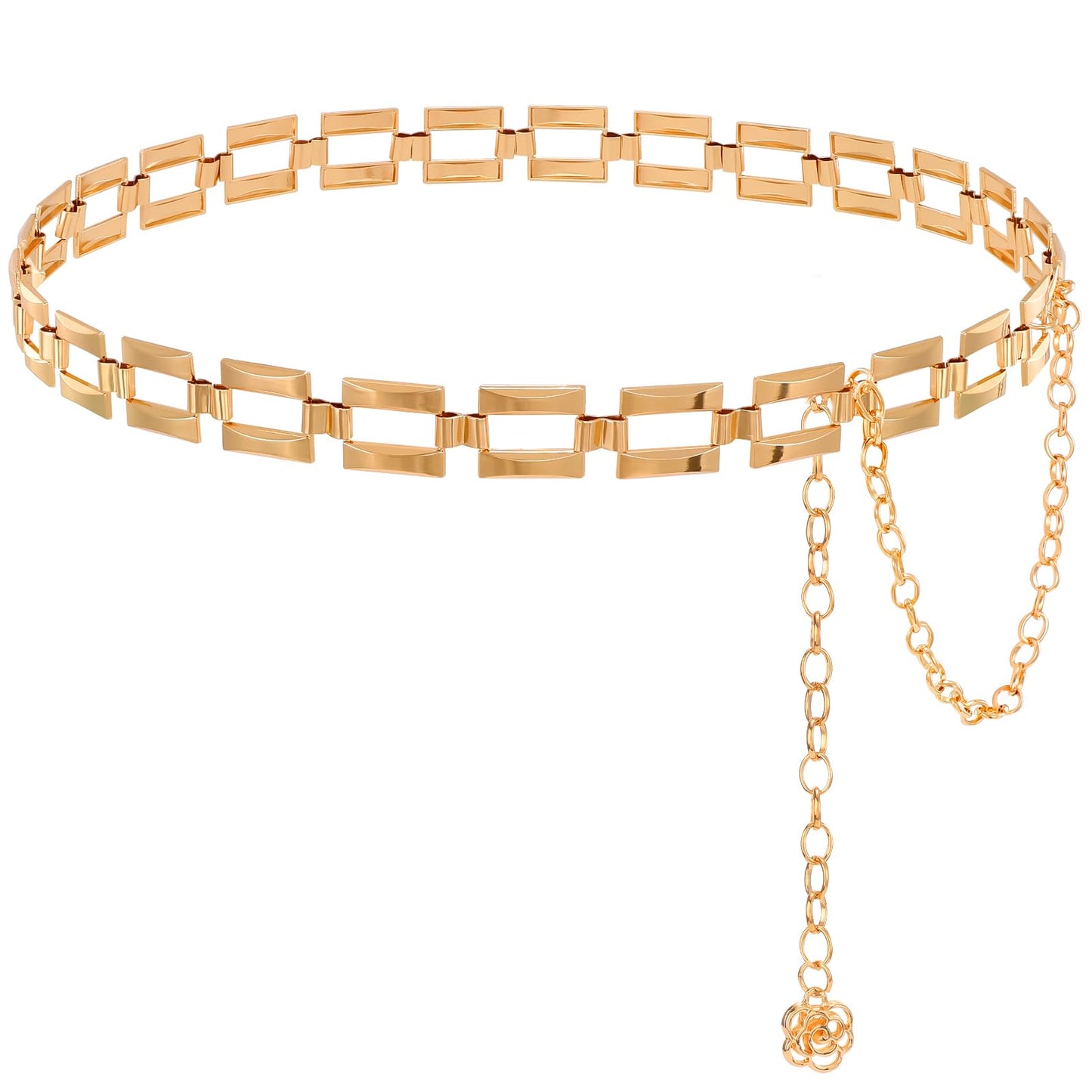 HOTTRIWORKS Waist Chain for Women Ladies Metal Link Chunky Chain Belt for Dresses
