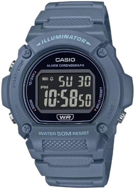 HOTCasio W219H Series | Men’s Digital Watch | 50M WR | LED Illuminator | 100 SEC Chronograph | 1/100 SEC Stopwatch | Daily Alarm | Hourly Time Signal | Auto Calendar | 7 Year Battery