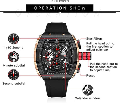 HOTMini Focus Men's Watch Fashion Sport Wrist Watches (Chronograph/Waterproof/Luminous/Calendar) Silicon Strap Quartz Watches for Men