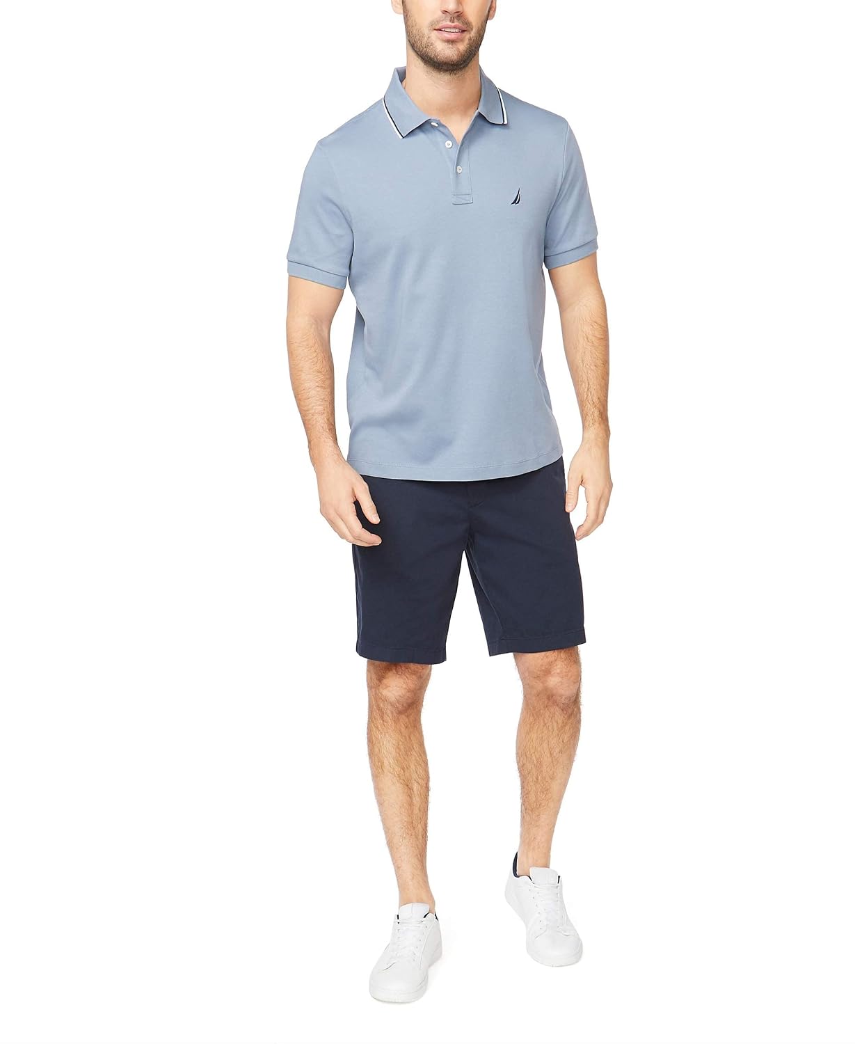 HOTNautica Men's Classic Fit Short Sleeve Dual Tipped Collar Polo Shirt