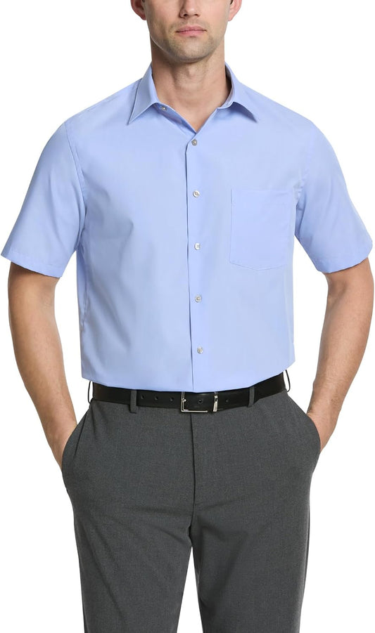 HOTVan Heusen Men's Short Sleeve Dress Shirt Regular Fit Poplin Solid