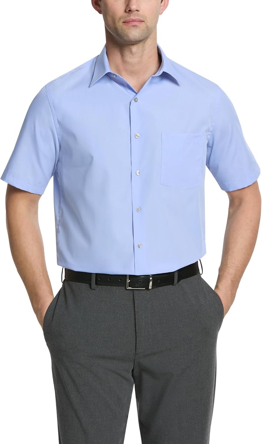 HOTVan Heusen Men's Short Sleeve Dress Shirt Regular Fit Poplin Solid