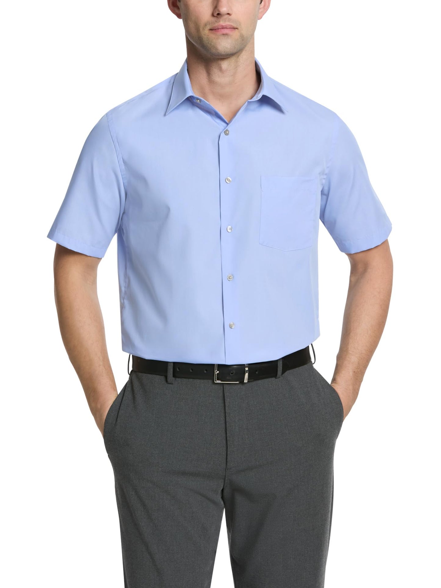 HOTVan Heusen Men's Short Sleeve Dress Shirt Regular Fit Poplin Solid