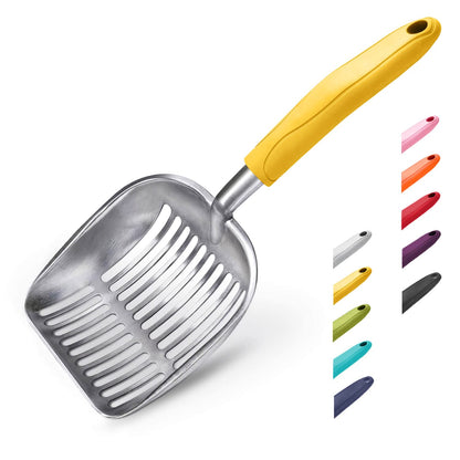 HOTWePet Cat Litter Scoop, Aluminum Alloy Sifter, Kitty Metal Scooper, Deep Shovel, Long Handle, Poop Sifting, Kitten Pooper Lifter, Durable, Heavy Duty, for Litter Box