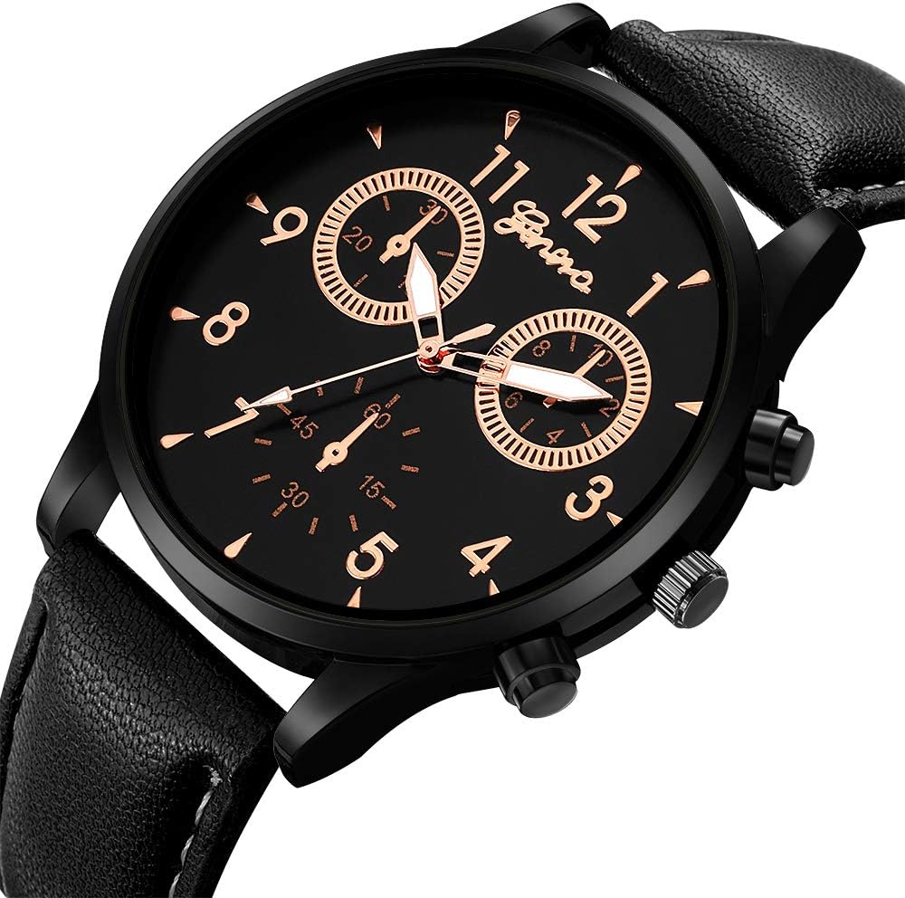 HOT6 Pack Men's Leather Quartz Watch Geneva Casual Dress Wrist Band Watches Wholesale Lots Set