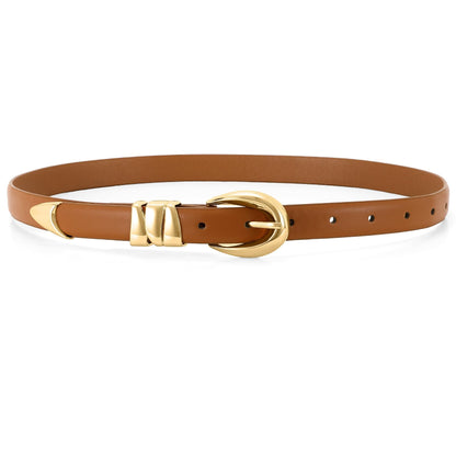 HOTWHIPPY Women Skinny Leather Belt for Jeans Pants Dresses Ladies Fashion Waist Belt with Shiny Gold Buckle