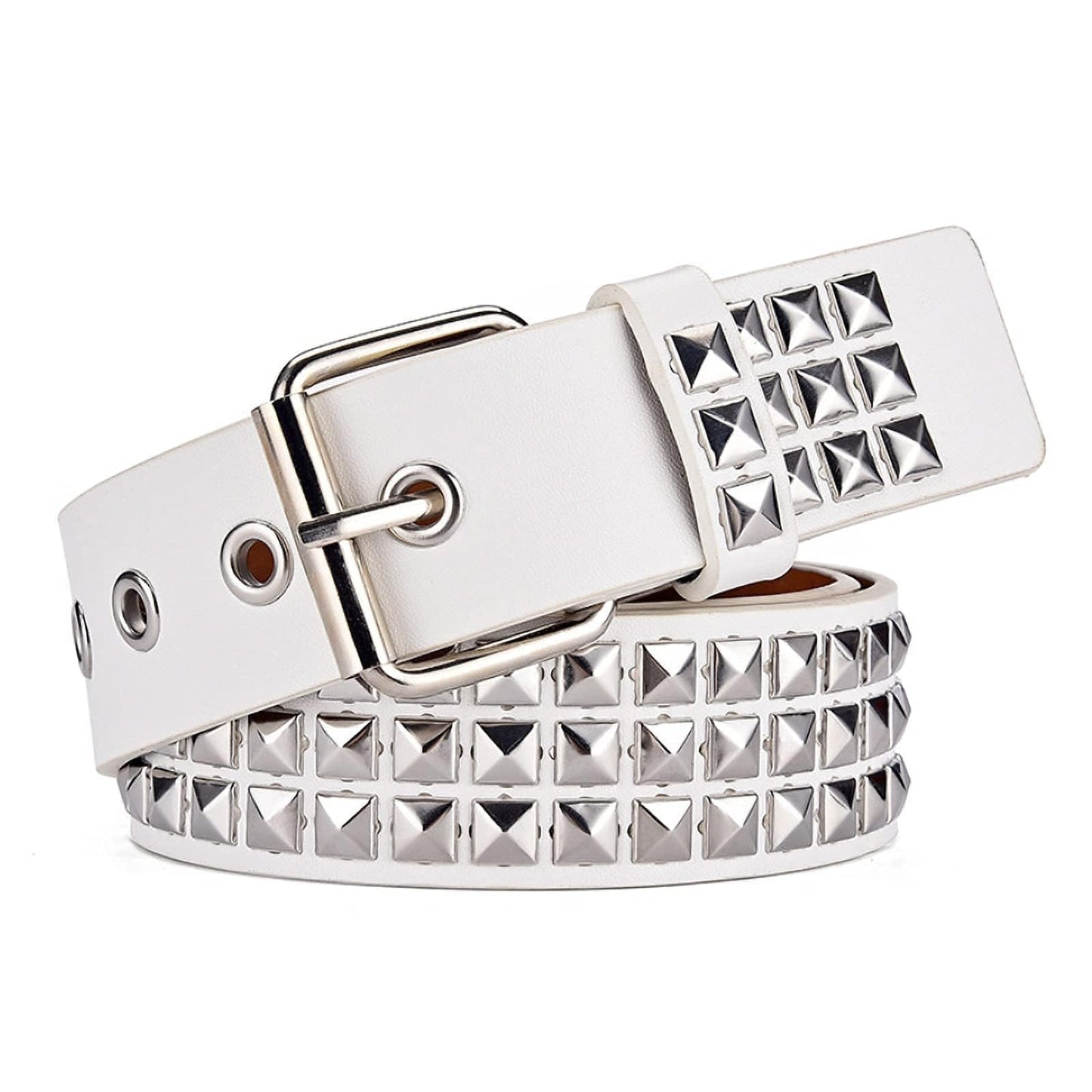 HOTStudded Belt, Metal Punk Rock Rivet Belt with Bright Pyramid Studded for Women Men
