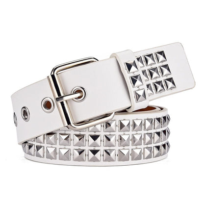 HOTStudded Belt, Metal Punk Rock Rivet Belt with Bright Pyramid Studded for Women Men