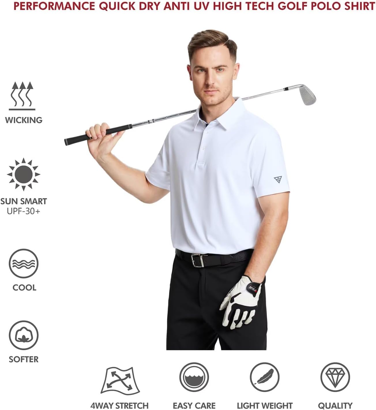 HOTMens Polo Shirts Short and Long Sleeve Casual Solid Stylish Dry Fit Performance Designed Collared Golf Polo Shirts for Men