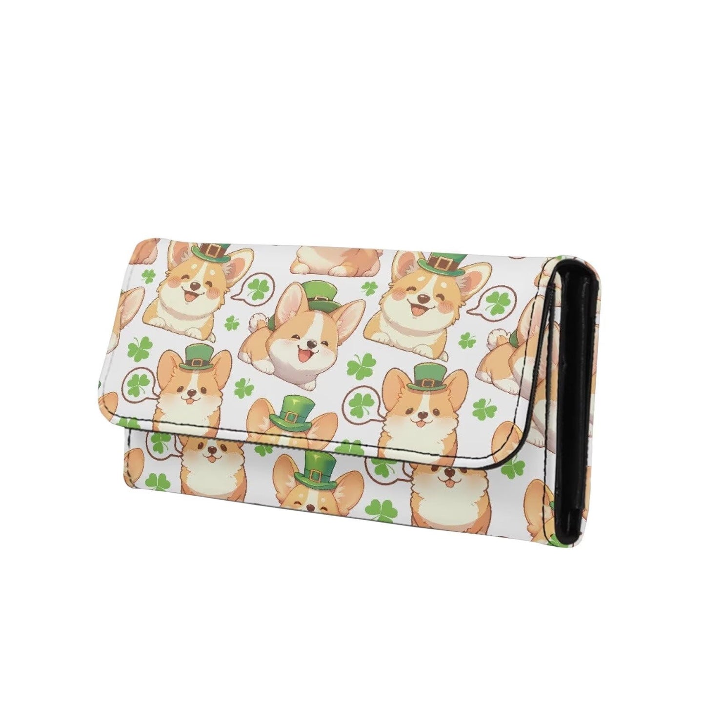 HOTPainting Iris Long Wallets for Women PU Leather Ladies Billfold Wallet,Snap Closure, Purple White Yellow Flowers Trifold Clutch Checkbook Purse with Zipper Pocket