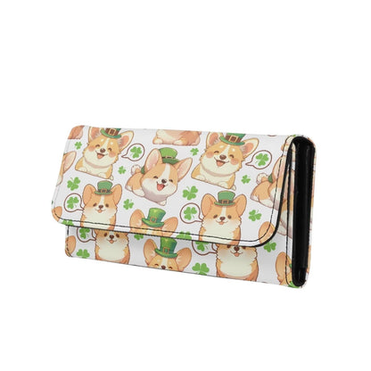HOTPainting Iris Long Wallets for Women PU Leather Ladies Billfold Wallet,Snap Closure, Purple White Yellow Flowers Trifold Clutch Checkbook Purse with Zipper Pocket