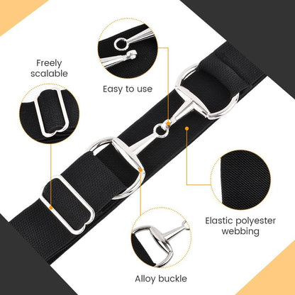 HOTNINEFOX 1.5 Inch Elastic Equestrian Belt with Bit Buckle and Leather Key Strap for Horse Riding Enthusiasts