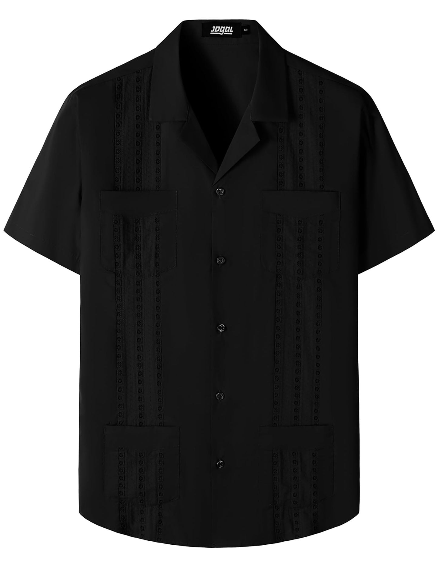 HOTJOGAL Mens Guayabera Shirts Cuban Short Sleeve Casual Button Down Beach Shirt