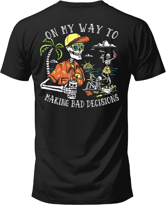 HOTSalty Bones On My Way to Making Bad Decisions T-Shirt, 100% Ringspun Cotton, Classic Fit,Printed in USA