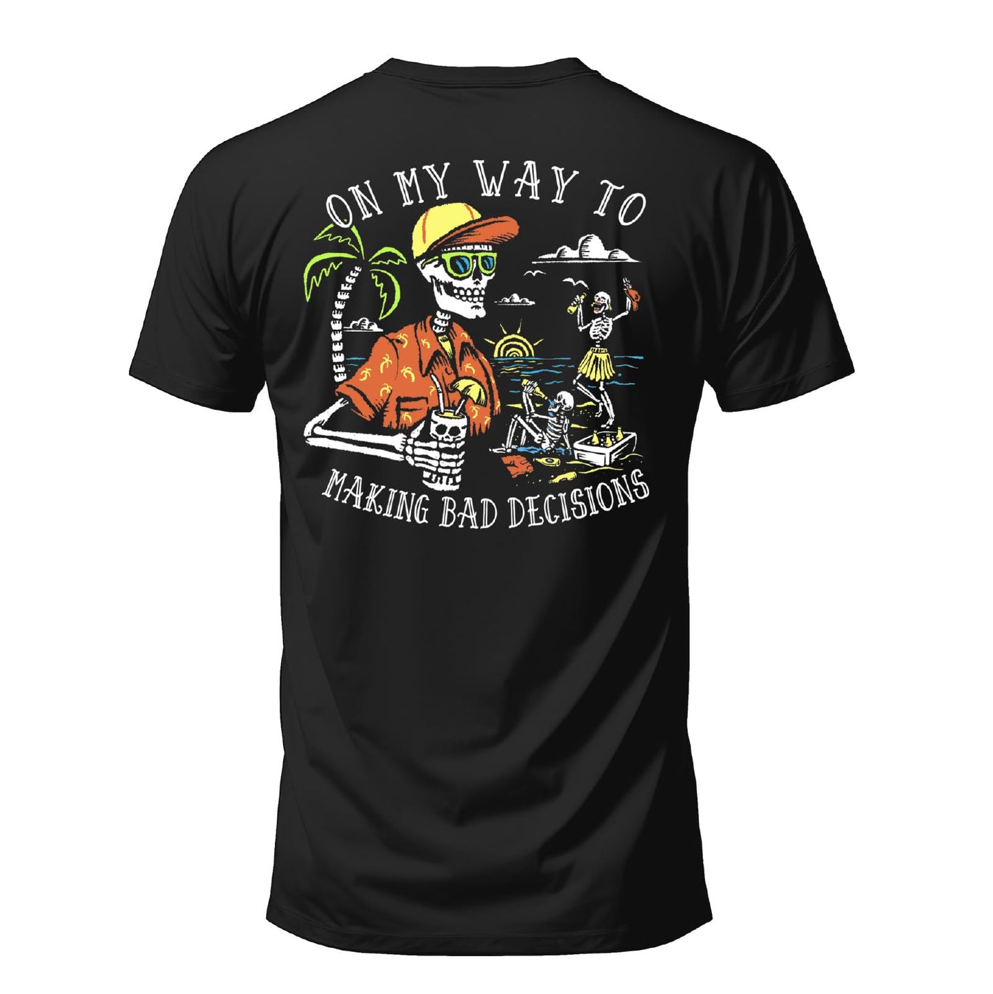 HOTSalty Bones On My Way to Making Bad Decisions T-Shirt, 100% Ringspun Cotton, Classic Fit,Printed in USA