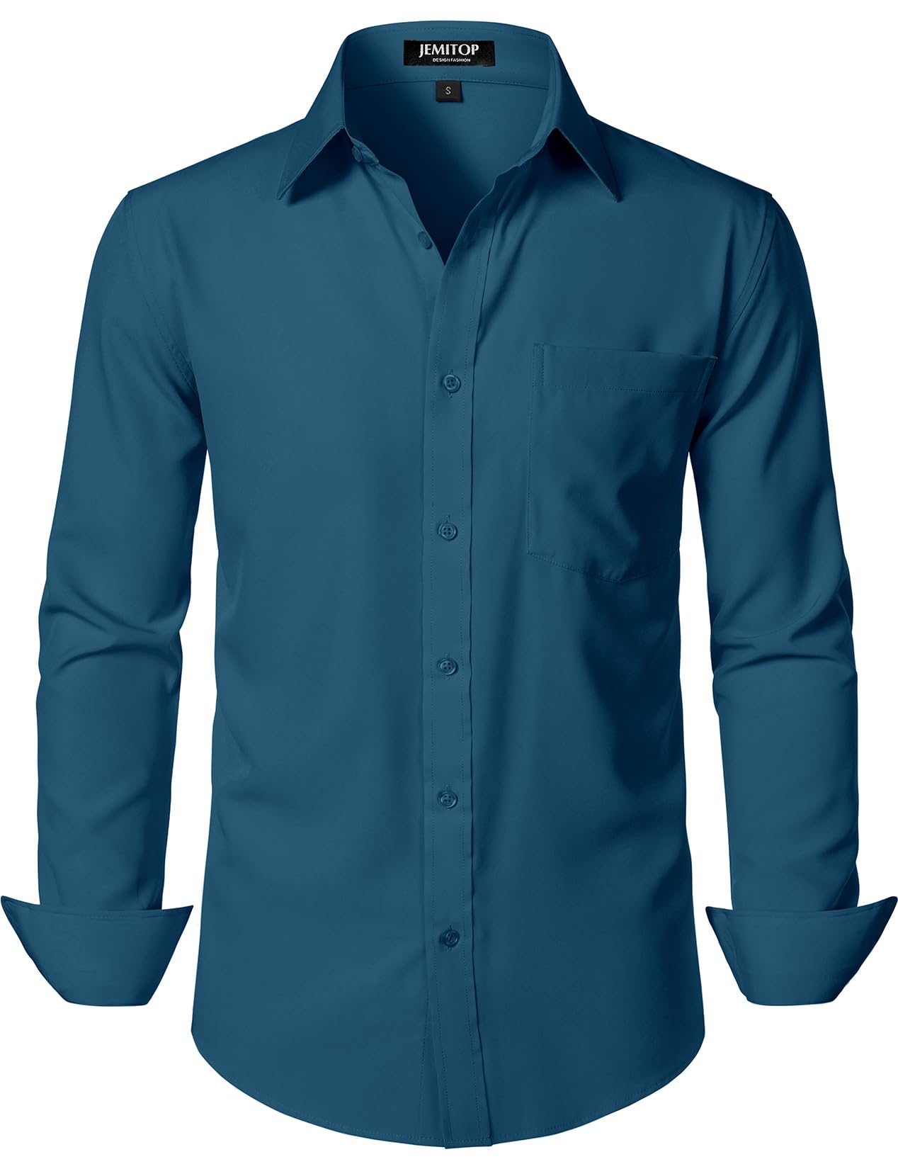 HOTJEMITOP Men Stretch Business Casual Dress Shirts | Regular Fit, Formal, Long Sleeve, Button Down, Tuxedo, Wedding, Prom, with Pocket