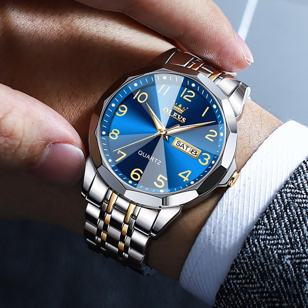 HOTOLEVS Watch for Men Simple Business Dress Analog Stainless Steel Waterproof Luminous Date Easy Read Men Wrsit Watch