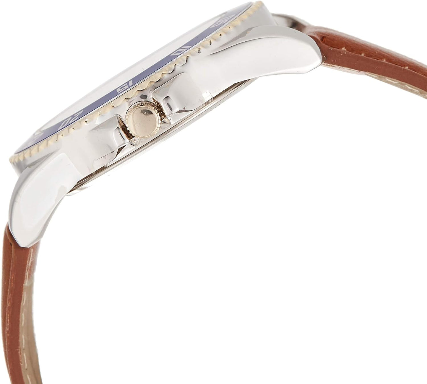 HOTU.S. Polo Assn. Men's Brown Leather Strap Watch with Blue Dial and Silver-Tone Case – Analog Quartz Timepiece with Sport Bezel Accent Box Included Fits Wrists 5.5"-8"