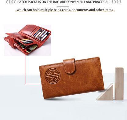 HOTIrish Leather Women's Wallet: Celtic Knot Embossed RFID-Blocking Bifold – Large Capacity, Durable Design for Daily Use, Travel & Style (brown)
