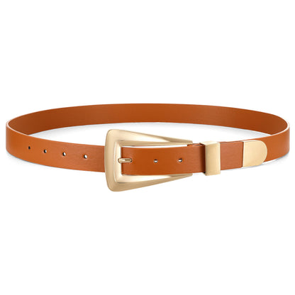 HOTWomen's Leather Belts for Jeans Pants Fashion Leather Waist Belt Ladies Dress Belts with Gold/Silver Buckle