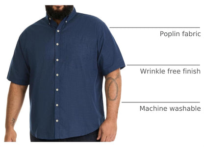 HOTVan Heusen Men's Big and Tall Wrinkle Free Short Sleeve Button Down Shirt, No-Tuck Length, Comfortable Stretch Fabric