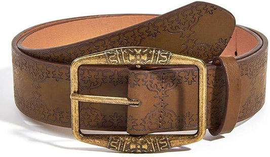 HOTWomen Western Belt Vintage Metal Buckle Leather Belts Country Cowboy Cowgirl Belt for Jeans Pant Dress