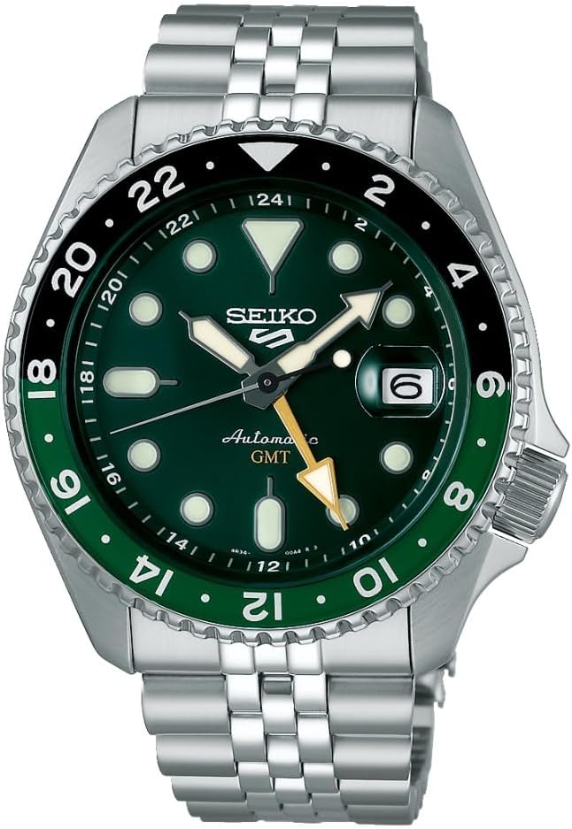 HOTSEIKO 5 Sports SKX GMT Automatic Green Dial Sprite Bezel Men's Watch SSK035