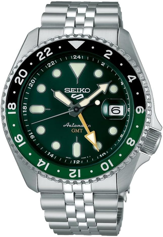 HOTSEIKO 5 Sports SKX GMT Automatic Green Dial Sprite Bezel Men's Watch SSK035