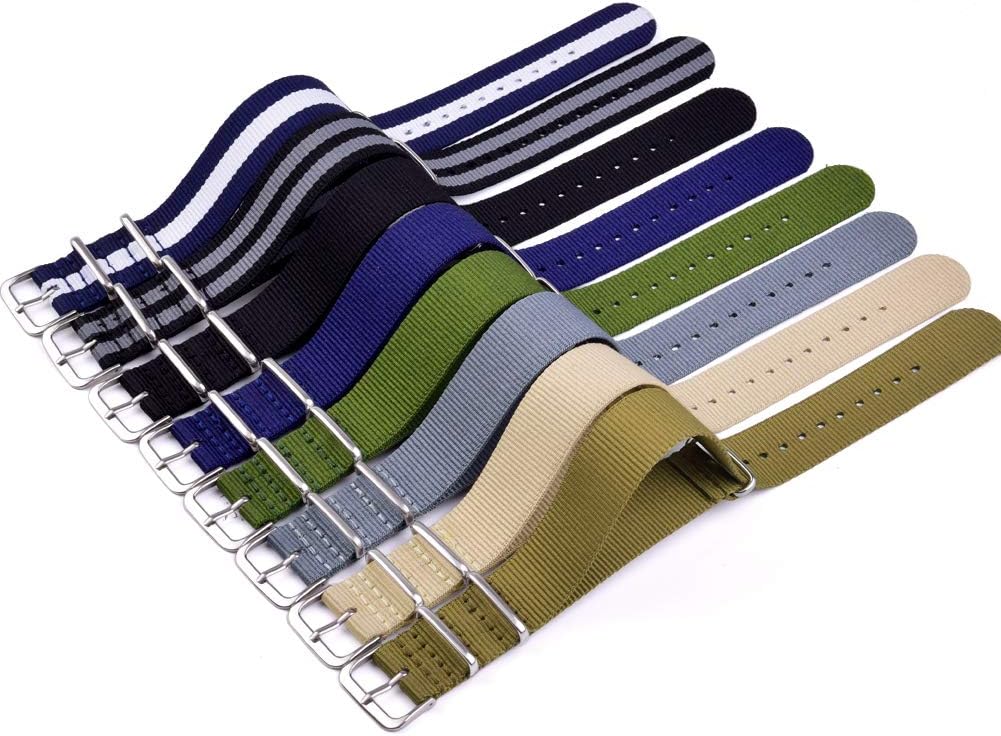 HOTRitche Christmas Gift Military Ballistic Nylon 8 Packs 18mm 20mm 22mm Watch Band Replacement Watch Straps for Men Women, White Elephant Gifts, Stocking Stuffers for Men