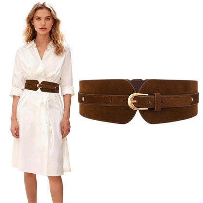 HOTSUOSDEY Womens Wide Elastic Waist Belt for Dress Ladies Stretch Cinch Belt for Women