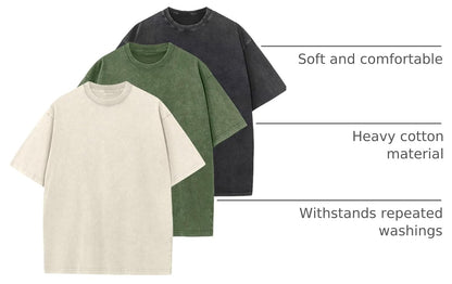 HOTMen's Cotton T-Shirts Oversized Unisex Short Sleeves Casual Loose Wash Solid Basic Tee Tops