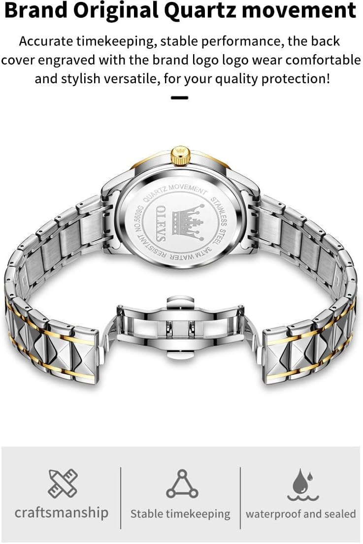 HOTOLEVS Watches for Men Luxury Diamond Casual Large Dial Watches Stainless Steel Waterproof Business Dress Analog Luminous Date Mens Watches