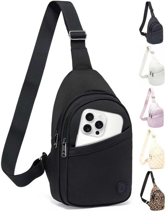 HOTMAXTOP Crossbody Bags for Women Men Lightweight Sling Bag Fanny Packs for Travel Casual Outdoors Gifts for Family Black