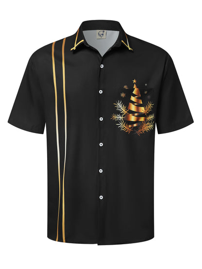 HOTHardaddy Men's Vintage Bowling Shirt Short Sleeve Button Down Hawaiian Summer Beach Printed Casual Shirts