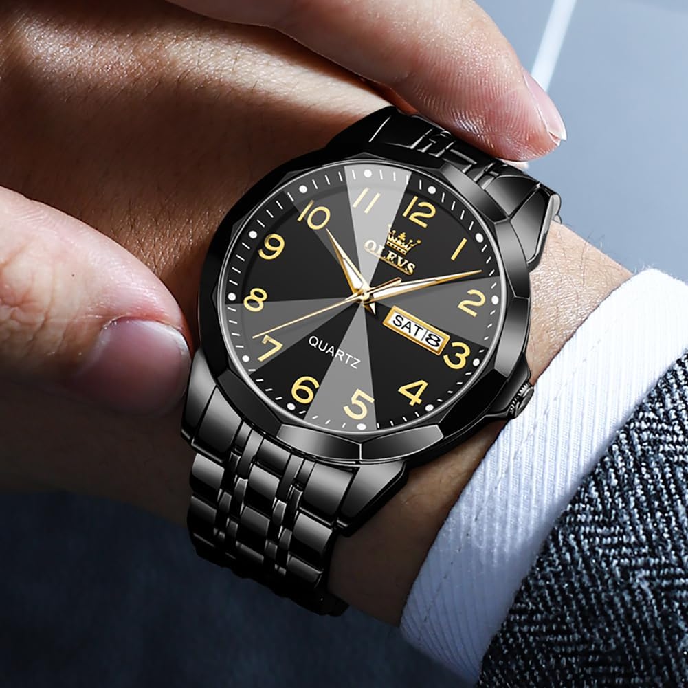 HOTOLEVS Watch for Men Simple Business Dress Analog Stainless Steel Waterproof Luminous Date Easy Read Men Wrsit Watch