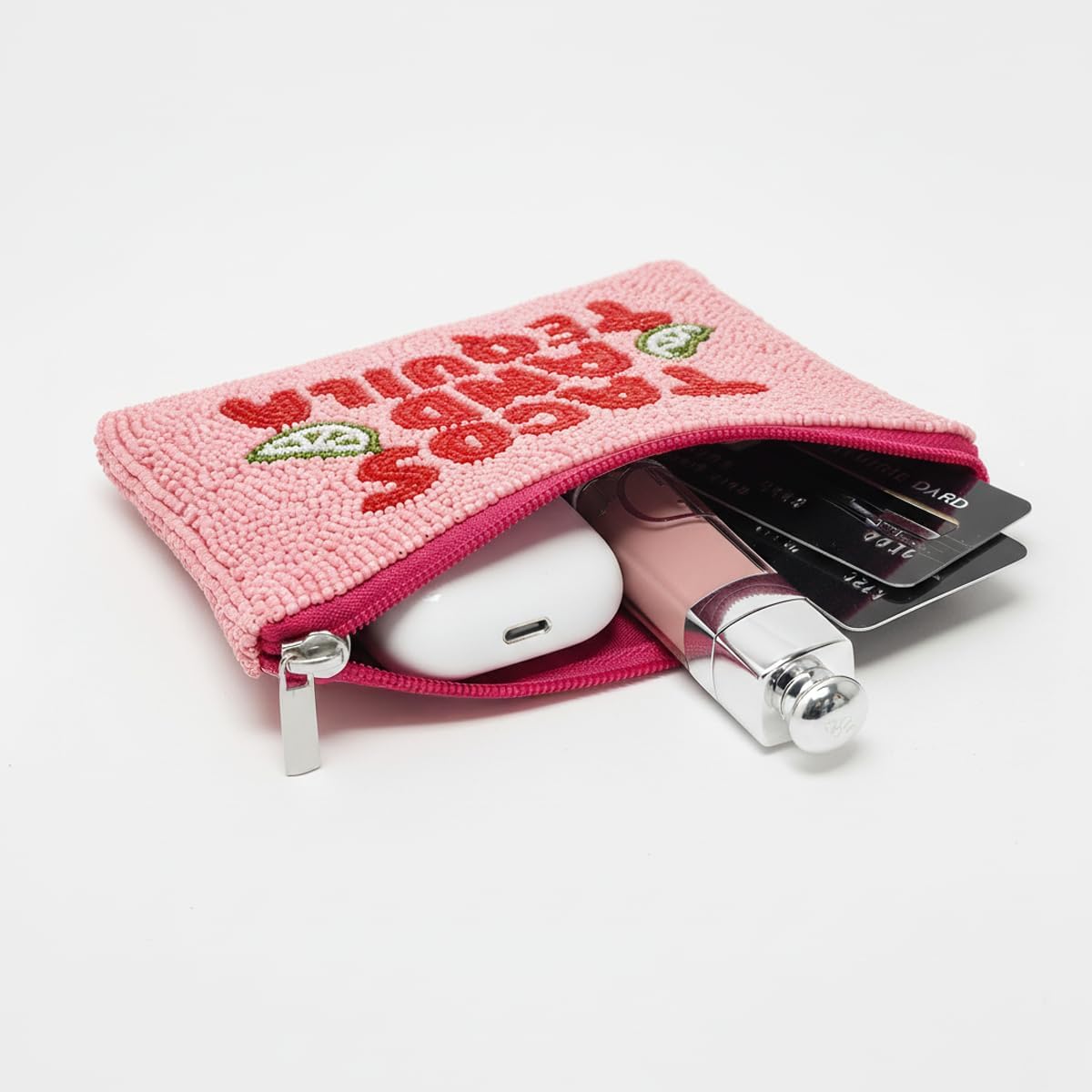 HOTBeaded Coin Purse Change Zipper Pouch Wallet Tacos & Tequila | Handmade Beadwork, Compact Organizer, Cash Holder, Card Storage, Makeup Pouch, Giftable Accessory, Everyday Carry