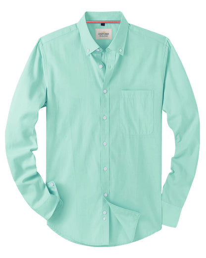 HOTAlimens & Gentle Mens Solid Oxford Shirt Long Sleeve Dress Shirt Work Casual Button Down Shirts with Pocket
