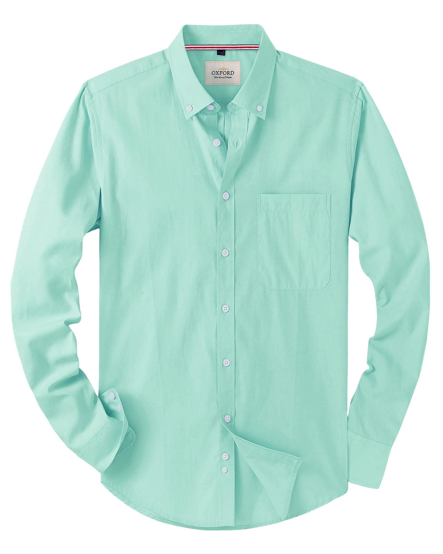 HOTAlimens & Gentle Mens Solid Oxford Shirt Long Sleeve Dress Shirt Work Casual Button Down Shirts with Pocket