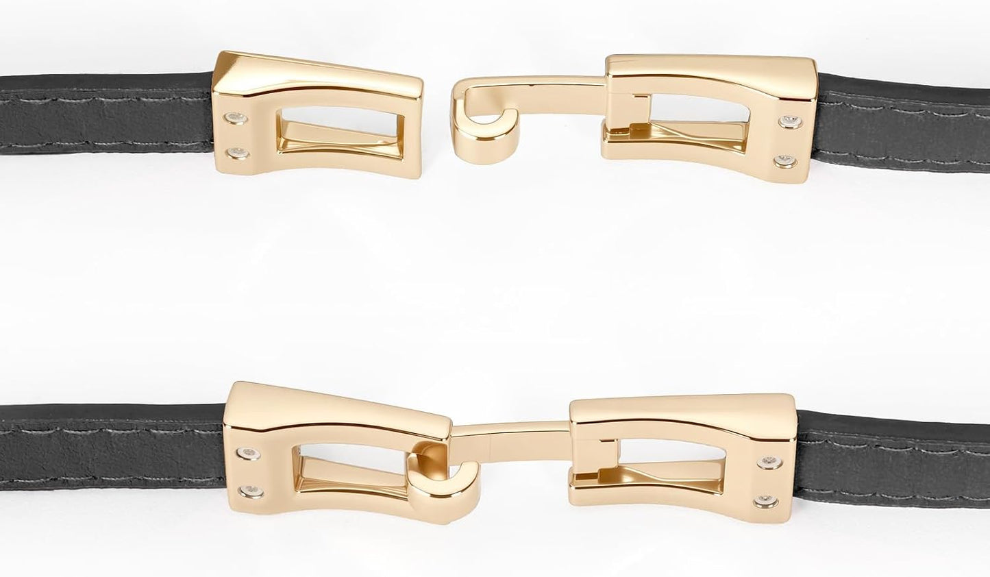HOTXZQTIVE Women's Thin Leather Belt – Adjustable Casual Office Belt for Dresses Jeans Pants – Gold Buckle, Multi-Color