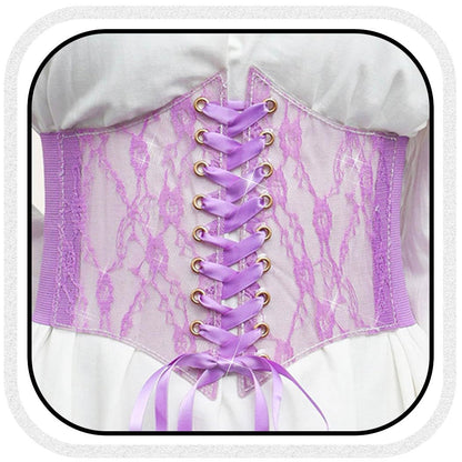 HOTBODIY Women Lace Corset Belts Elastic Cinch Belt Tied Waspie Wide Waist Bustiers for Dress
