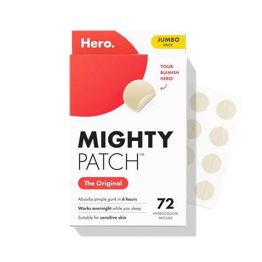 HOTMighty Patch Hero Cosmetics Original Nighttime Acne Pimple Patches, 72 Ct | #1 Hydrocolloid Acne Patches, Shrinking Zits & Whiteheads in 1 Use, Pimple Stickers for Face
