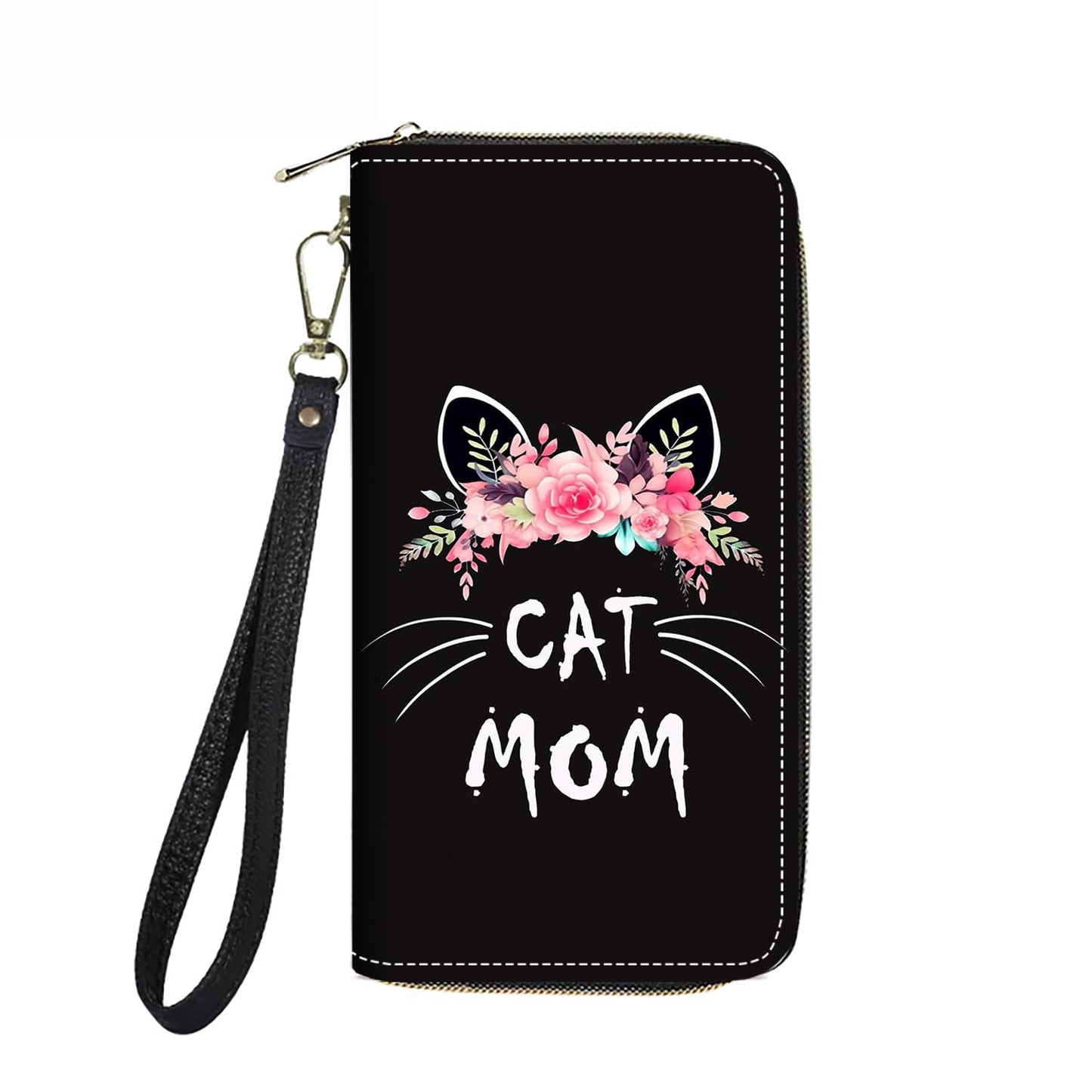 HOTWomen's Large Capacity Wallet PU Leather Double Zipper Clutch Purse Multifunctional Wallet with Removable Wristlet Strap for Smart Phone/Coin/Card/Cash, Flower Butterfly